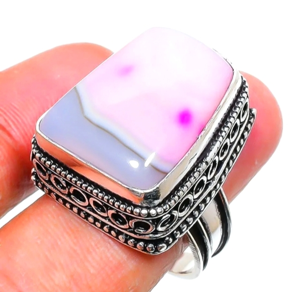 Jewelry - STERLING SILVER ANTIQUE LOOK PINK DENDRITIC RING